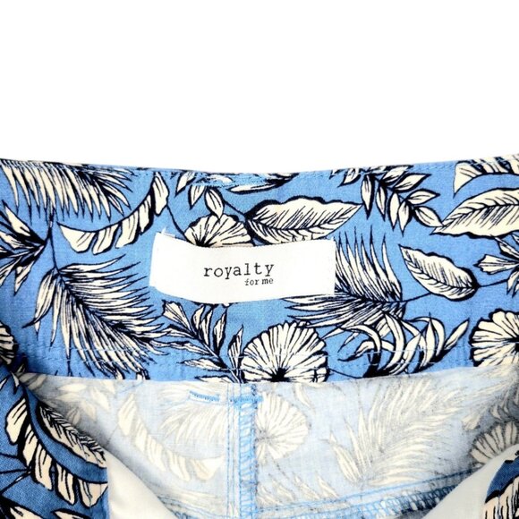 Womens 14 Comfy Royalty Fan Leaf Design HighRise 3-Button Short with Banded Hem - Picture 8 of 11